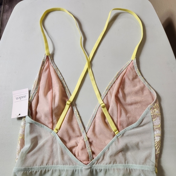 Auden Womens Pastel Floral Lace Thong Negligee/Teddy |S| |NWT| - Picture 5 of 11